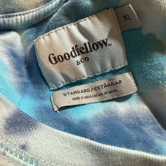 Goodfellow & Co Blue Tie Dye Long Sleeve Shirt Size XL Standard Crew Neck Pocket - Picture 6 of 6